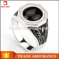 Wholesale Rhodium Plated Man Ring With Single Stone Ring Design Fashion Brass Custom Signet Rings